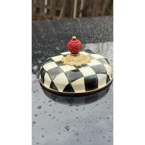 MacKenzie-Childs Courtly Check Enamel Replacement Lid Red Knob 5"